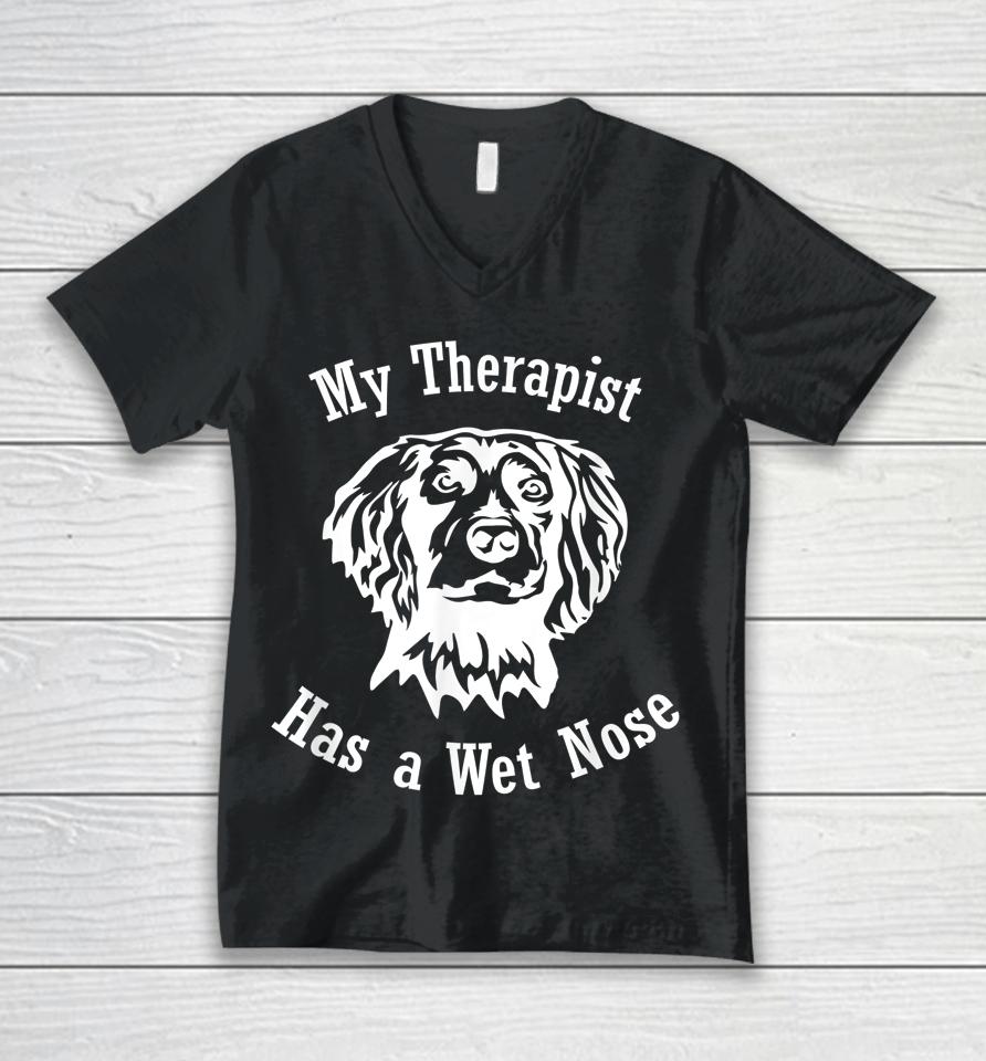 Boykin Spaniel Dog My Therapist Has A Wet Nose Unisex V-Neck T-Shirt