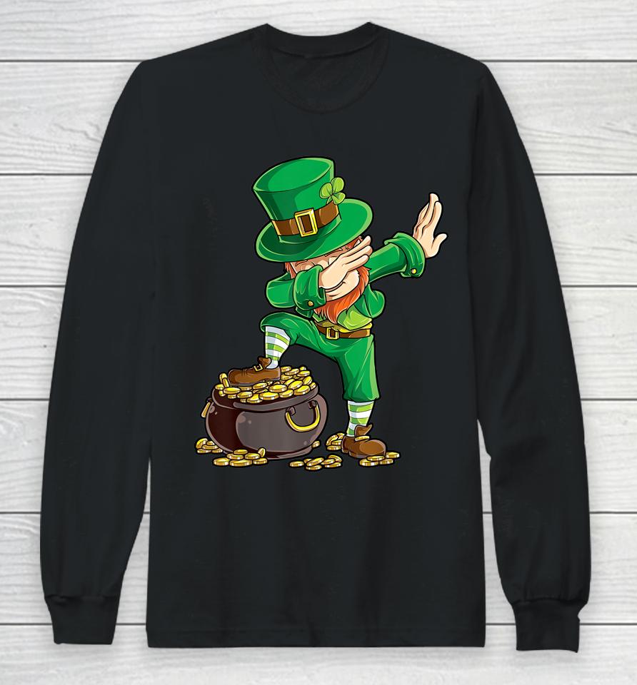 Boys St Patrick's Day Dabbing Leprechaun Long Sleeve T-Shirt