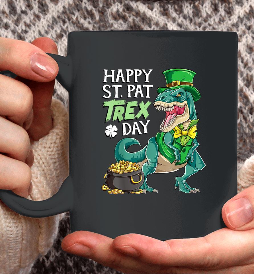 Boys St Patricks Day Kids Dinosaur Happy Pat T-Rex Coffee Mug