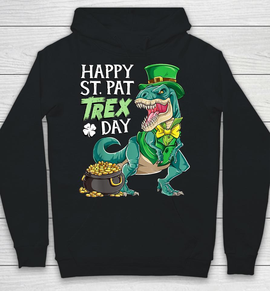 Boys St Patricks Day Kids Dinosaur Happy Pat T-Rex Hoodie