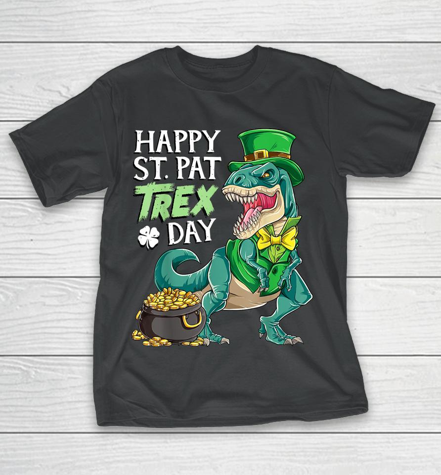 Boys St Patricks Day Kids Dinosaur Happy Pat T-Rex T-Shirt