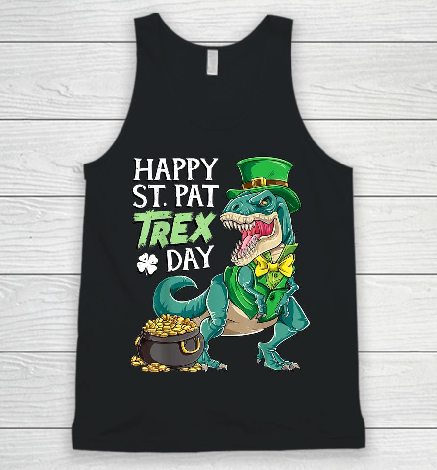 Boys St Patricks Day Kids Dinosaur Happy Pat T-Rex Unisex Tank Top