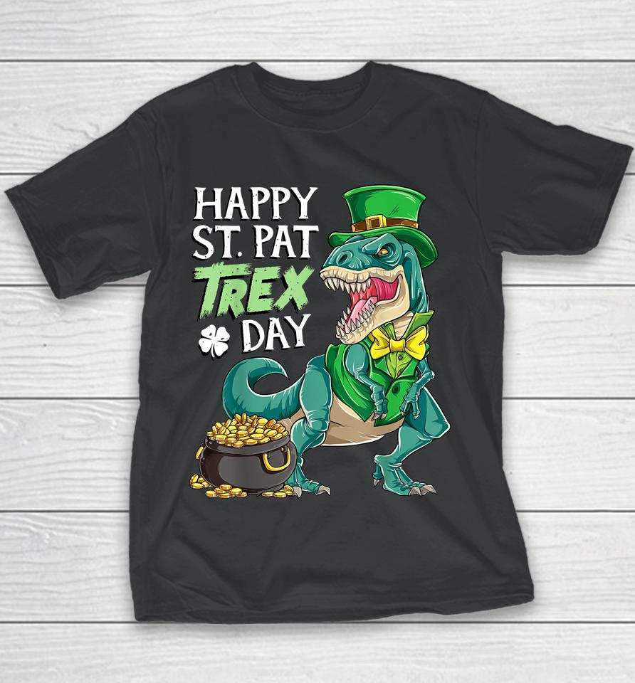 Boys St Patricks Day Kids Dinosaur Happy Pat T-Rex Youth T-Shirt