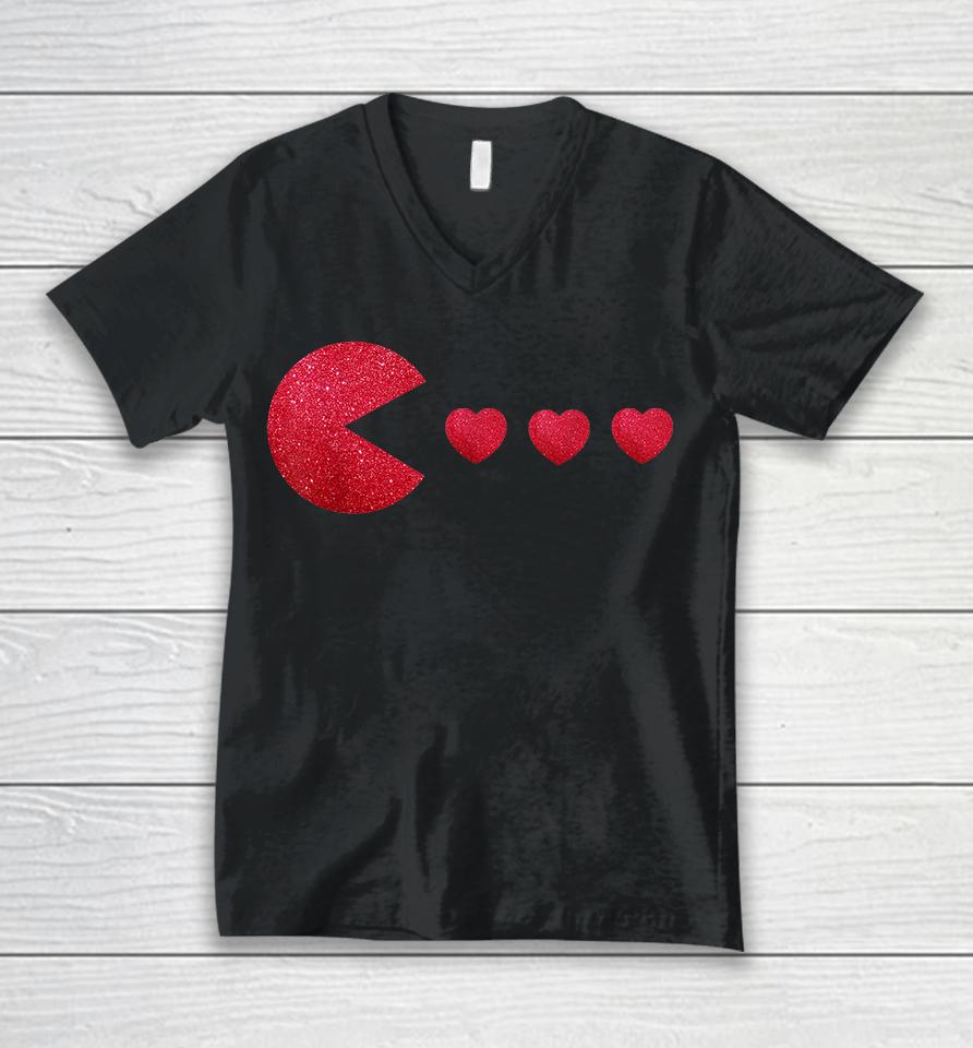 Boys Valentines Day Hearts Funny Unisex V-Neck T-Shirt