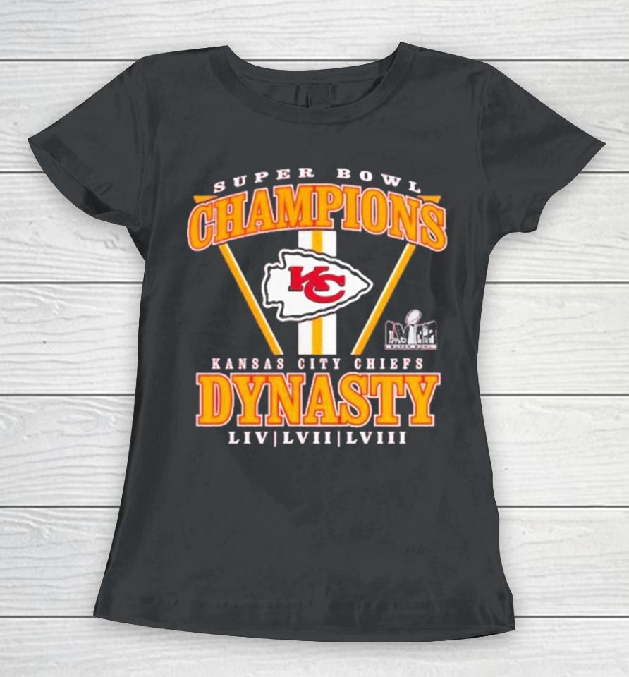 Branded Red Kansas City Chiefs Three Time Super Bowl Champions Dynasty Women T-Shirt