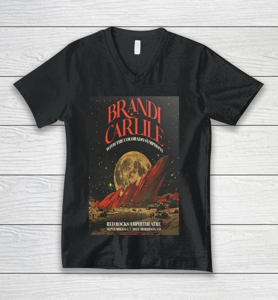 Brandi Carlile Red Rocks Amphitheatre Morrison Co Tour Sept 6 7 2024 Unisex V-Neck T-Shirt