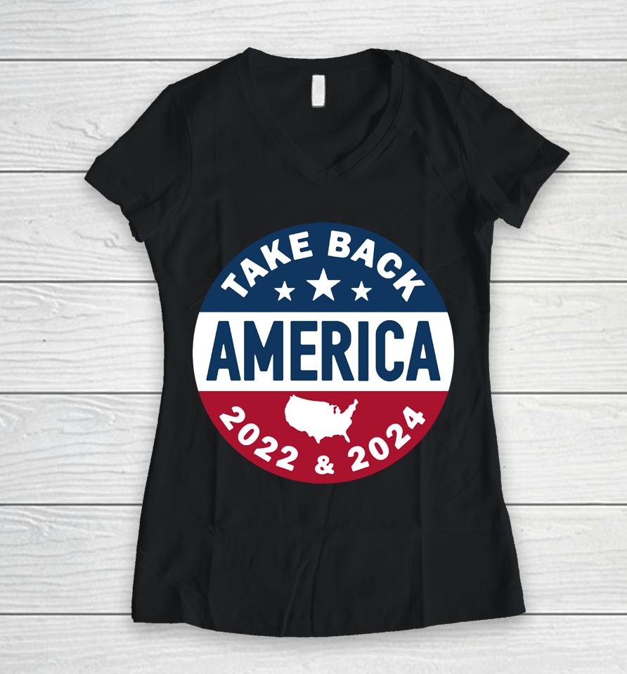 Brandon Tatum Take Back America 2022 2024 Women V-Neck T-Shirt