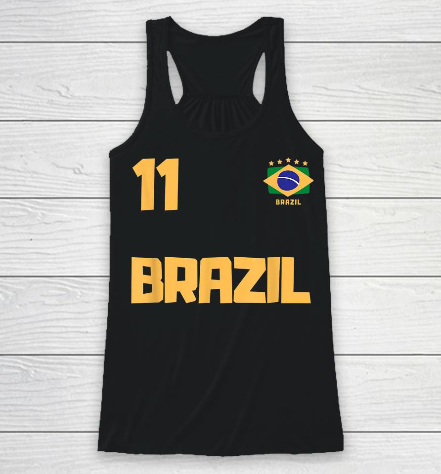 Brasil Brazil Soccer Jersey Football Number 11 Brazilian Flag Racerback Tank