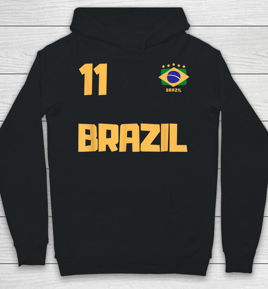 Brasil Brazil Soccer Jersey Football Number 11 Brazilian Flag Hoodie
