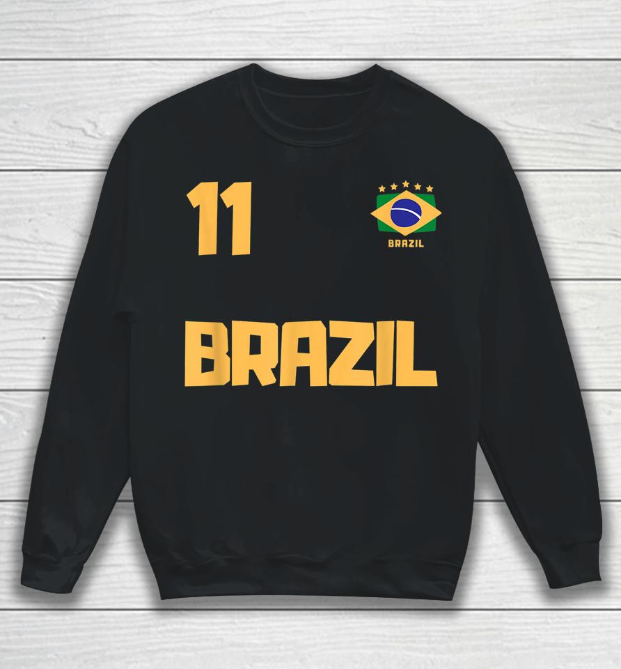 Brasil Brazil Soccer Jersey Football Number 11 Brazilian Flag Sweatshirt