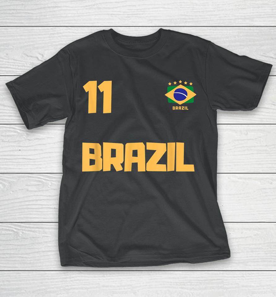 Brasil Brazil Soccer Jersey Football Number 11 Brazilian Flag T-Shirt