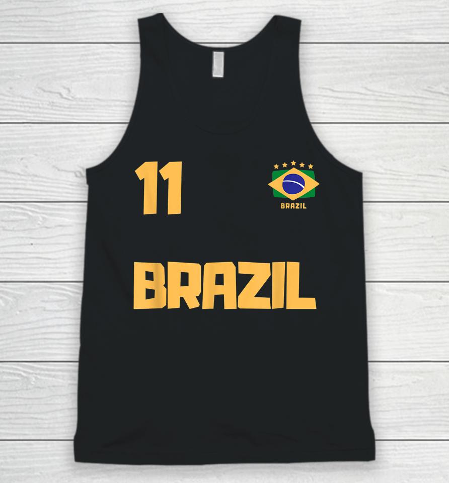 Brasil Brazil Soccer Jersey Football Number 11 Brazilian Flag Unisex Tank Top
