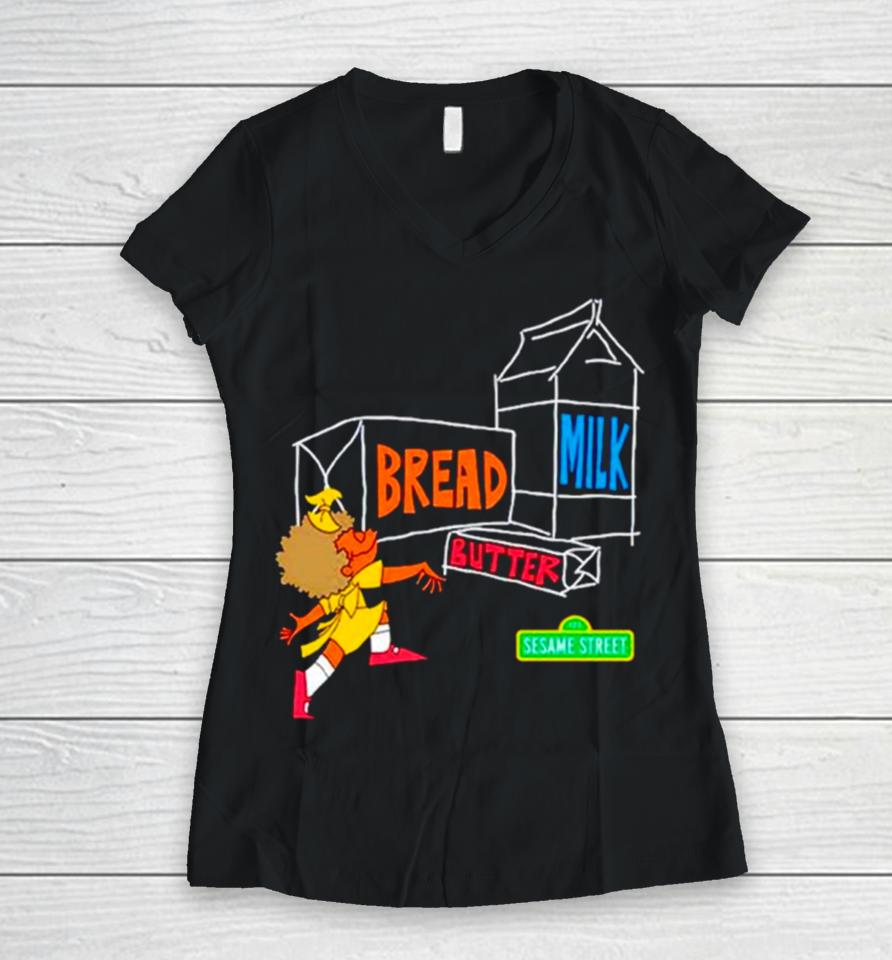 Bread Milk Butter Women V-Neck T-Shirt