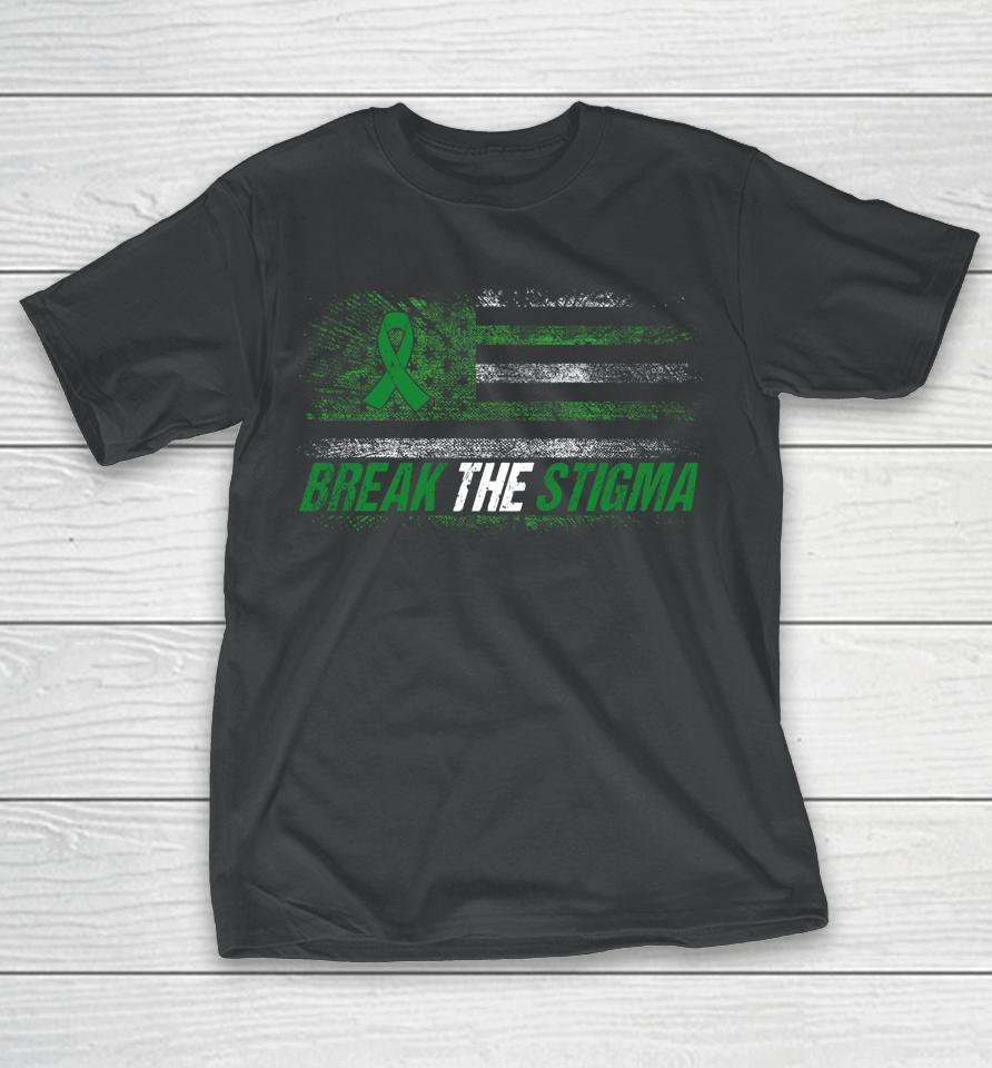 Break The Stigma Mental Health Awareness Month American Flag T-Shirt