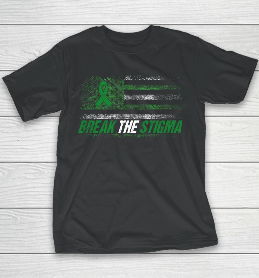 Break The Stigma Mental Health Awareness Month American Flag Youth T-Shirt