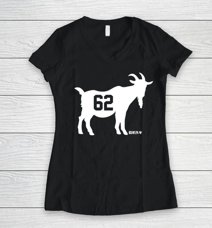 Breaking T Jason Kelce Goat 62 Women V-Neck T-Shirt
