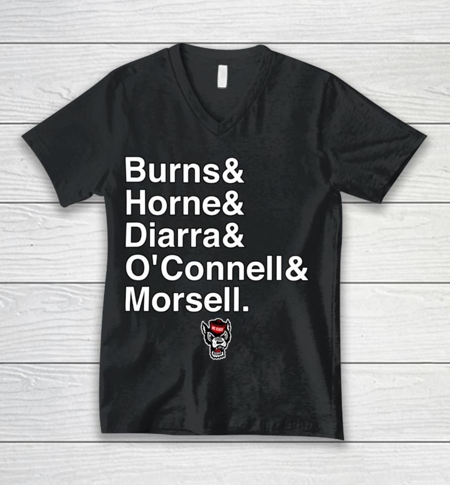 Breaking T Nc State Basketball Burns &Amp; Horne &Amp; Diarra &Amp; O’connell &Amp; Morsell Unisex V-Neck T-Shirt