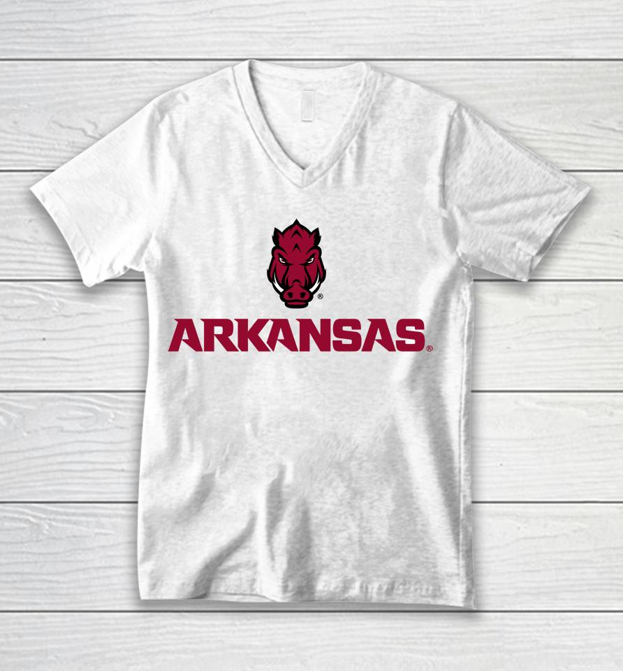 Breakingt Arkansas Razorbacks Wordmark Unisex V-Neck T-Shirt