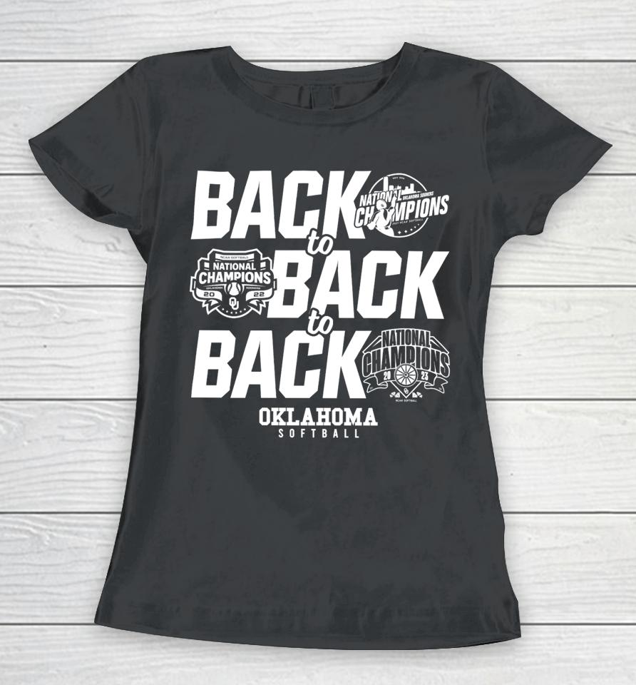 Breakingt Crimson Oklahoma Three-Peat Softball Women's College World Series Champions Women T-Shirt
