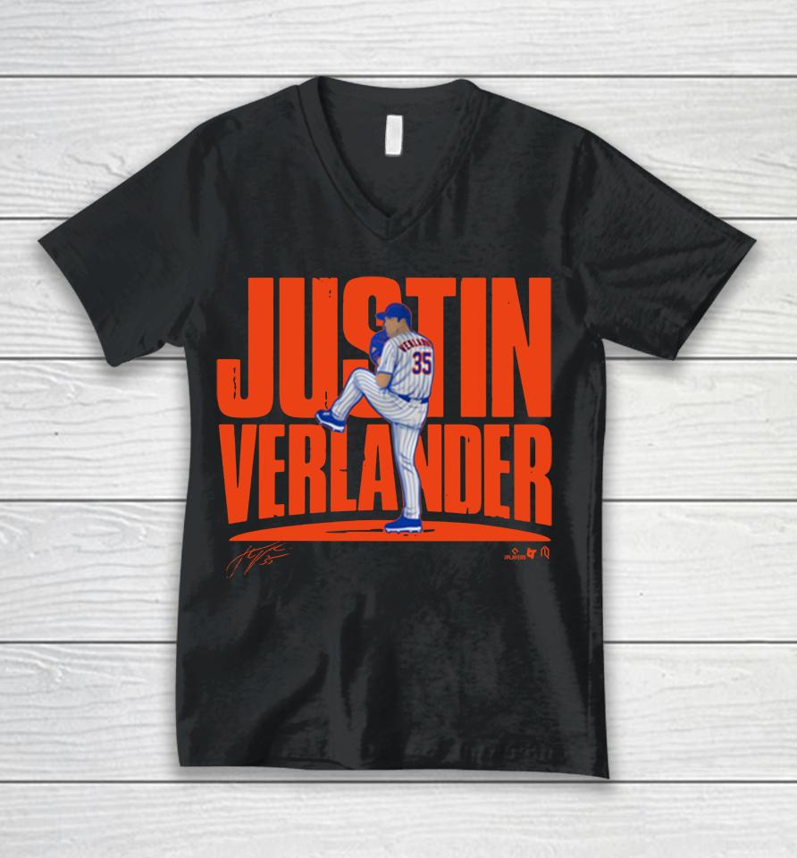 Breakingt Justin Verlander New York Verlander Royal Unisex V-Neck T-Shirt