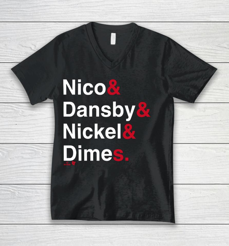 Breakingt Merch Nico&Amp; Dansby&Amp; Nickel&Amp; Dimes Unisex V-Neck T-Shirt