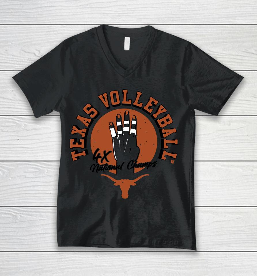 Breakingt Texas Volleyball Four-Time National Champs Unisex V-Neck T-Shirt