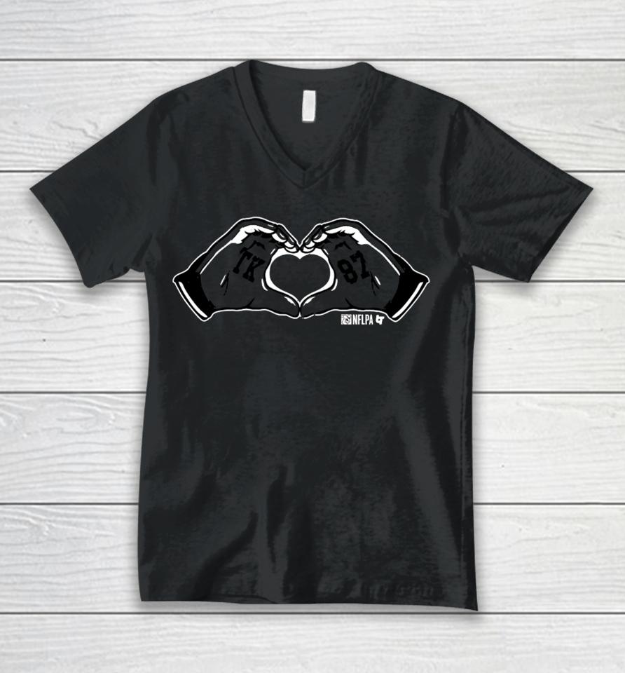 Breakingt Travis Kelce Heart Hands Unisex V-Neck T-Shirt