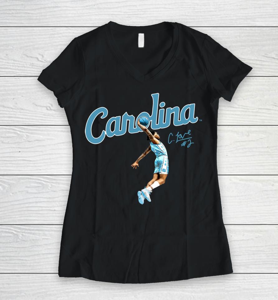 Breakingt Unc Basketball Carolina Caleb Love Dunk Women V-Neck T-Shirt