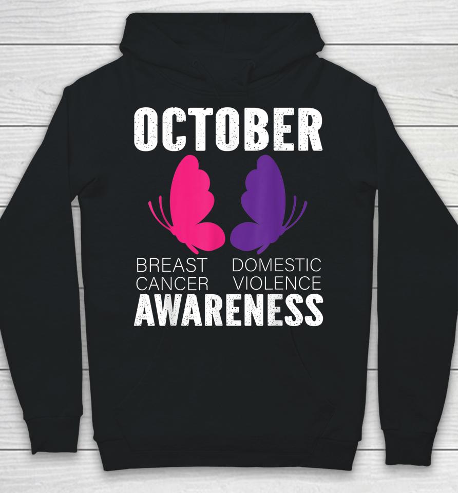 Breast Cancer And Domestic Violence Awareness Butterfly Hoodie