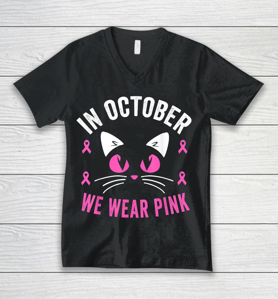 Breast Cancer Awareness Accessories Pink Ribbon Unisex V-Neck T-Shirt