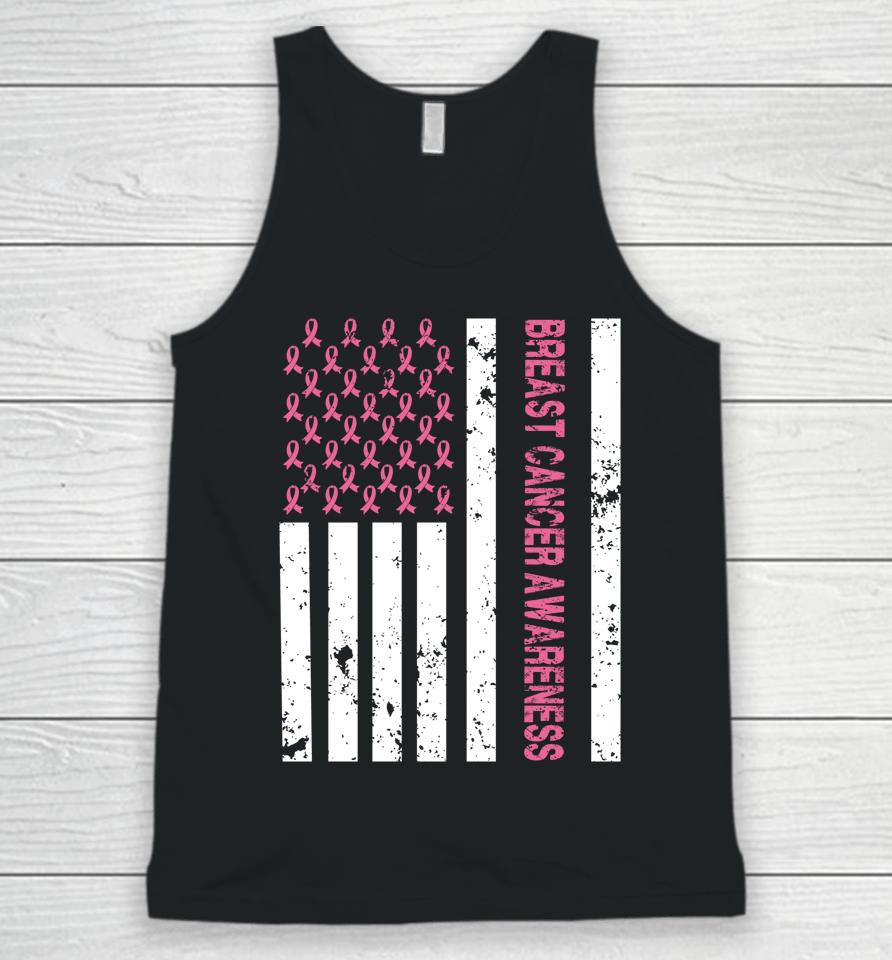 Breast Cancer Awareness American Flag Usa Vintage Unisex Tank Top