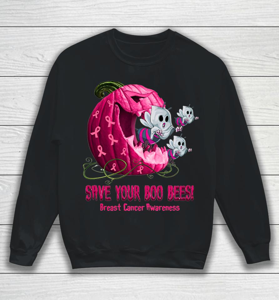 Breast Cancer Awareness Boos Pumpkin Save Your Boo Bees Sweatshirt