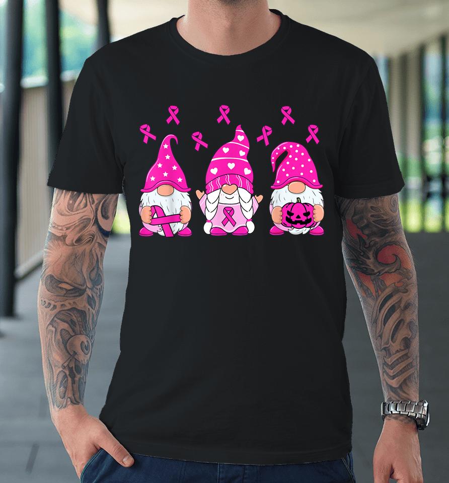 Breast Cancer Awareness Gnome Pumpkin Pink Ribbon Premium T-Shirt