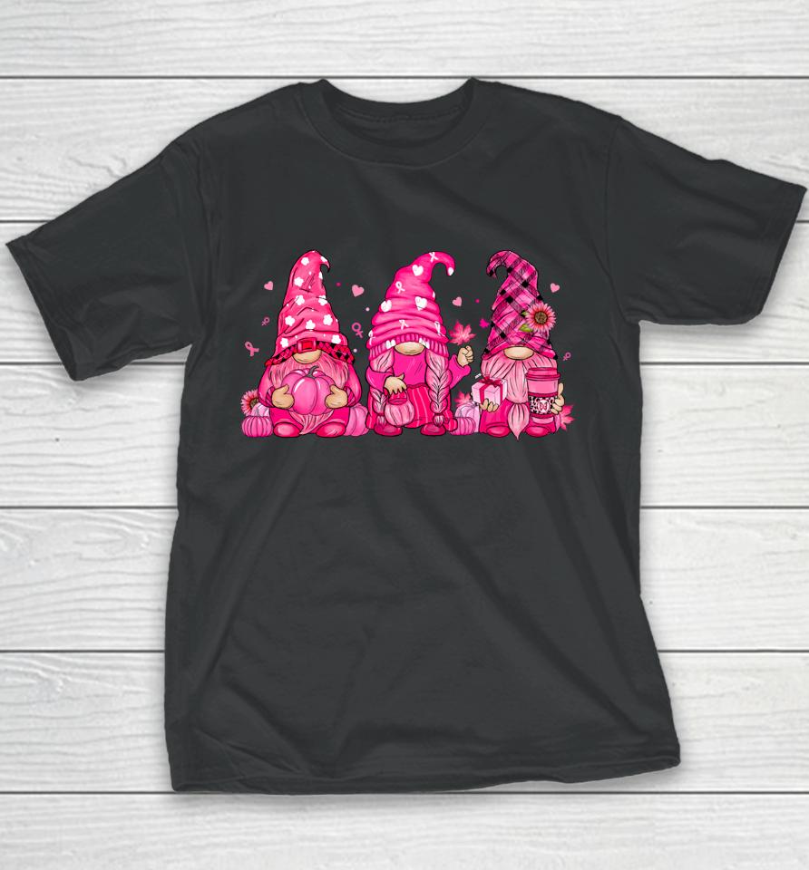 Breast Cancer Awareness Gnome Pumpkin Pink Ribbon Youth T-Shirt