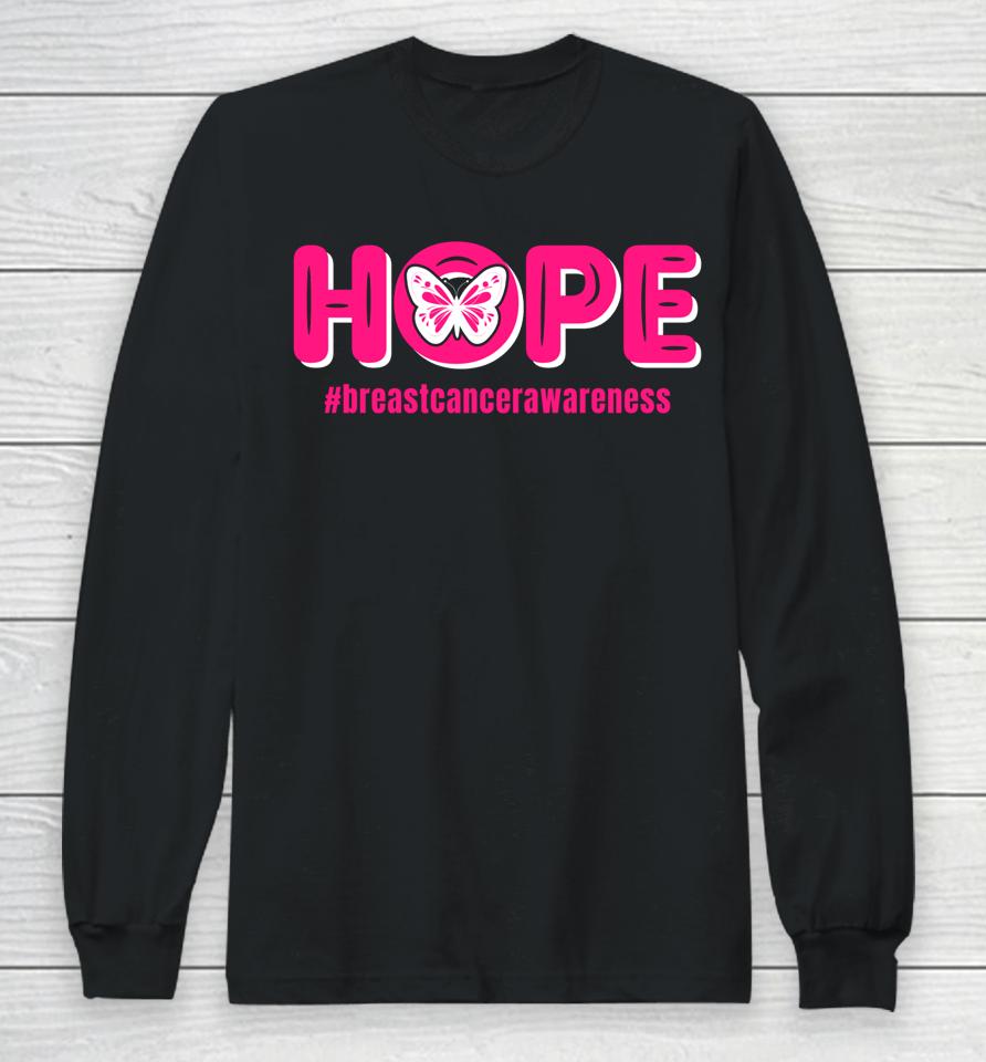 Breast Cancer Awareness Month Pink Butterfly Long Sleeve T-Shirt