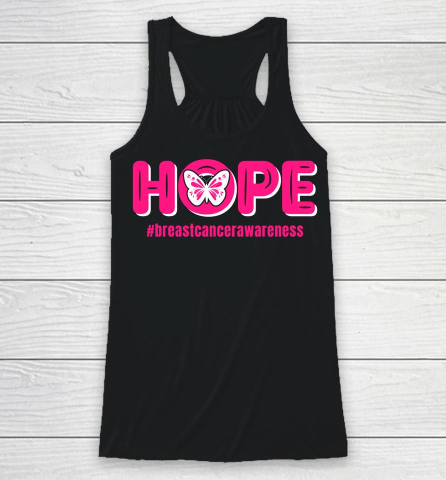 Breast Cancer Awareness Month Pink Butterfly Racerback Tank