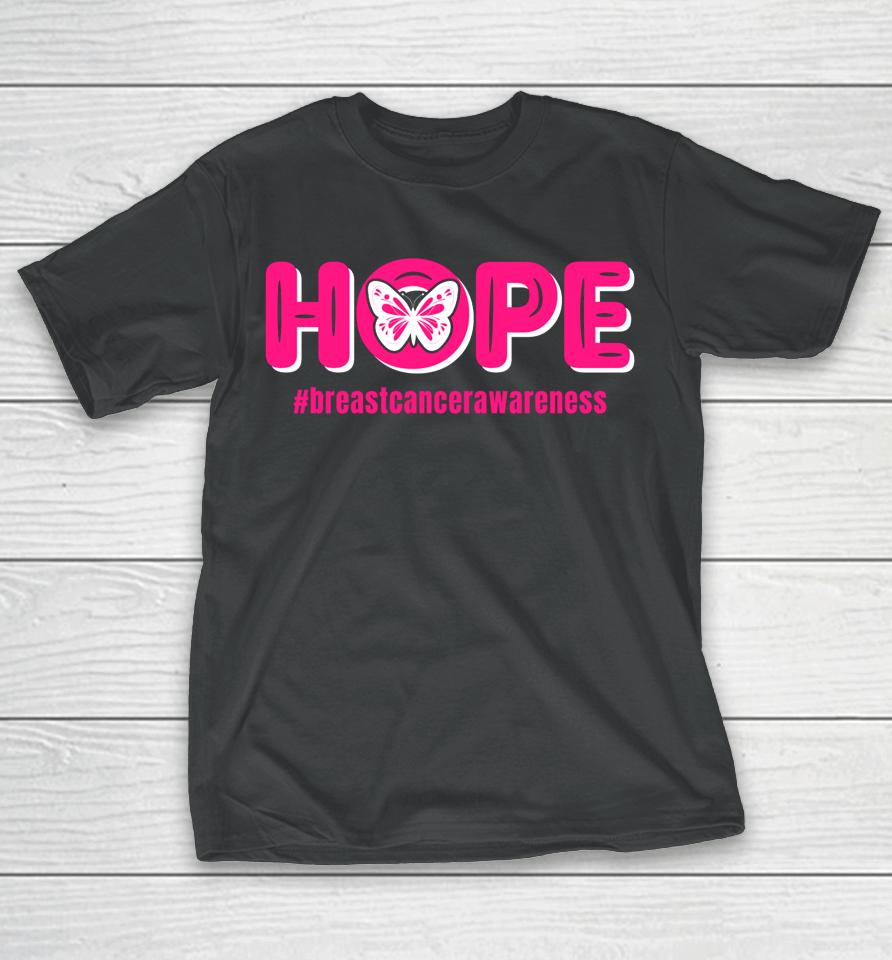 Breast Cancer Awareness Month Pink Butterfly T-Shirt