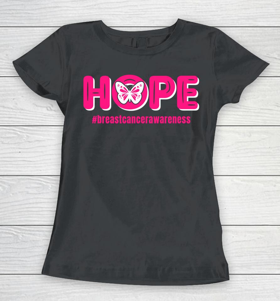 Breast Cancer Awareness Month Pink Butterfly Women T-Shirt