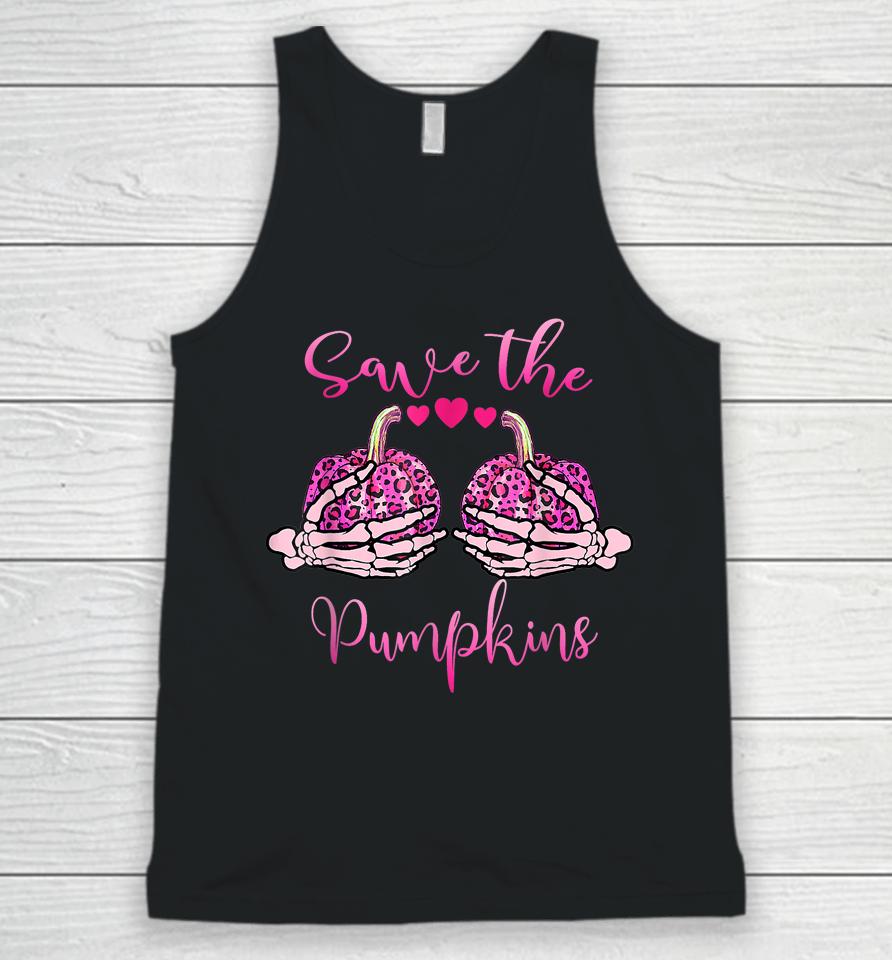 Breast Cancer Awareness Save Your Pumpkins Shirt Halloween Unisex Tank Top