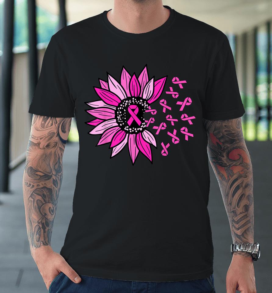Breast Cancer Awareness Sunflower Pink Ribbon Premium T-Shirt