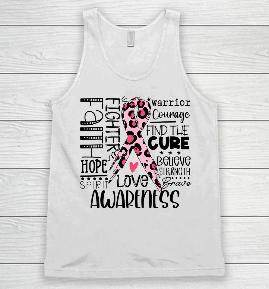 Breast Cancer Awareness Survivor Warrior Leopard Pink Ribbon Unisex Tank Top