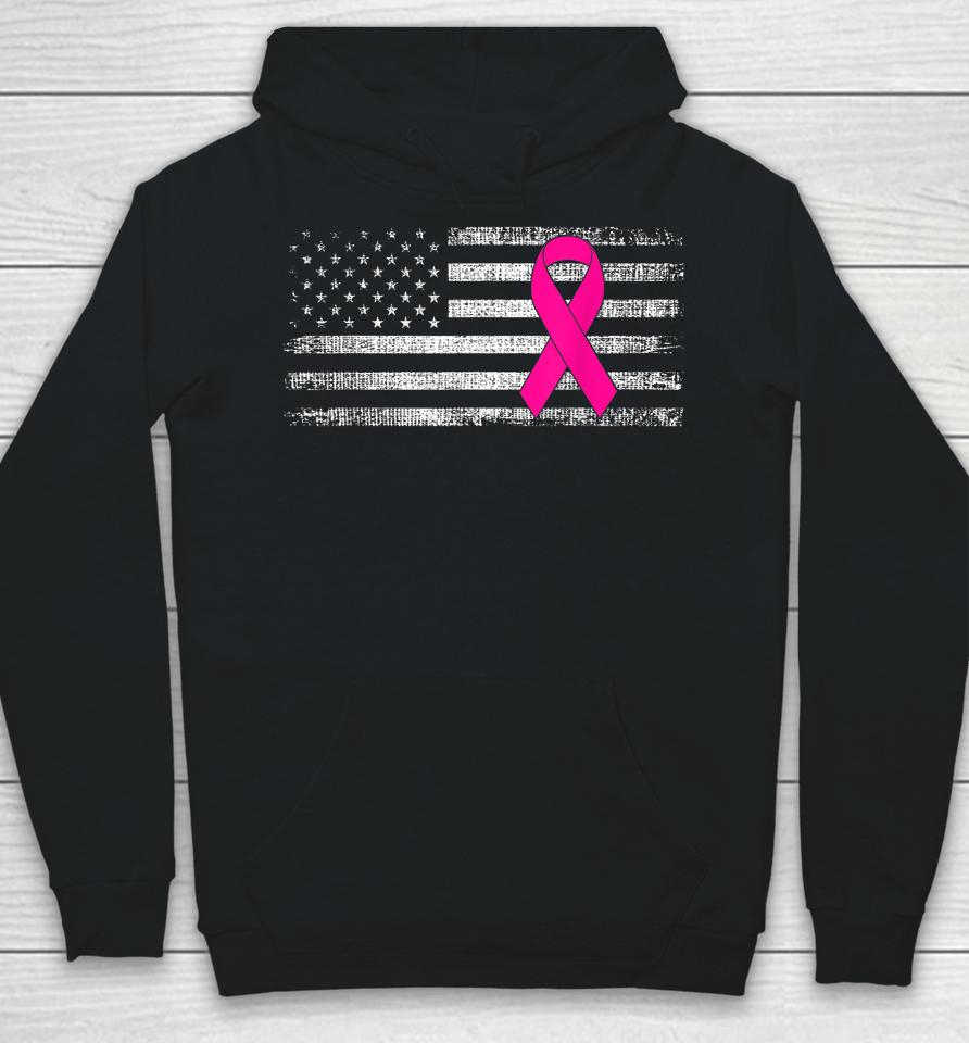 Breast Cancer Awareness Us Flag Hoodie