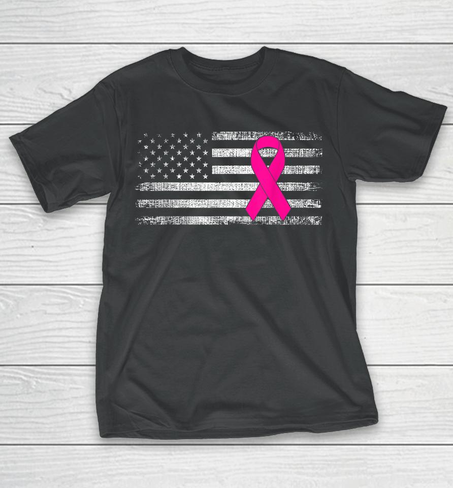 Breast Cancer Awareness Us Flag T-Shirt