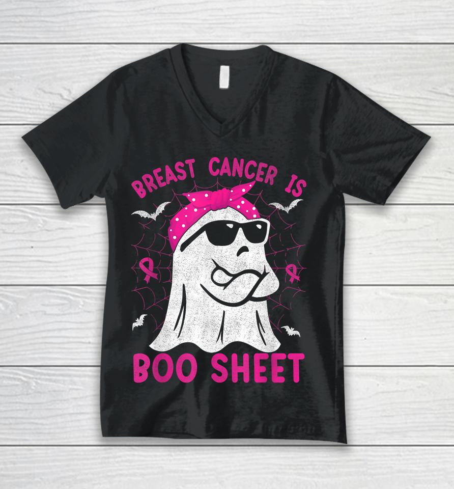 Breast Cancer Is Boo Sheet Breast Cancer Halloween Unisex V-Neck T-Shirt