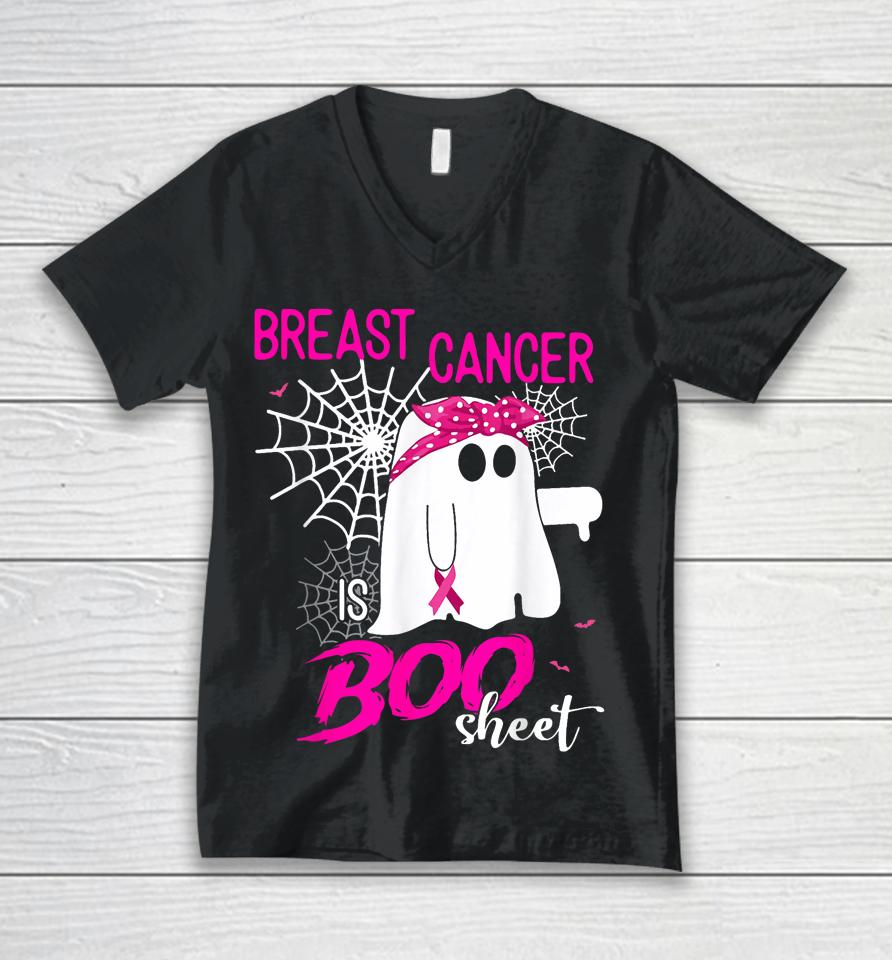 Breast Cancer Is Boo Sheet Breast Cancer Shirt Boo Halloween Unisex V-Neck T-Shirt