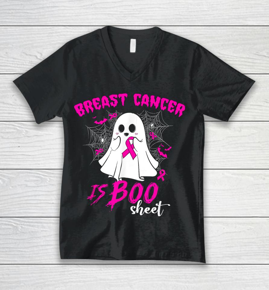 Breast Cancer Is Boo Sheet Breast Cancer Warrior Halloween Unisex V-Neck T-Shirt