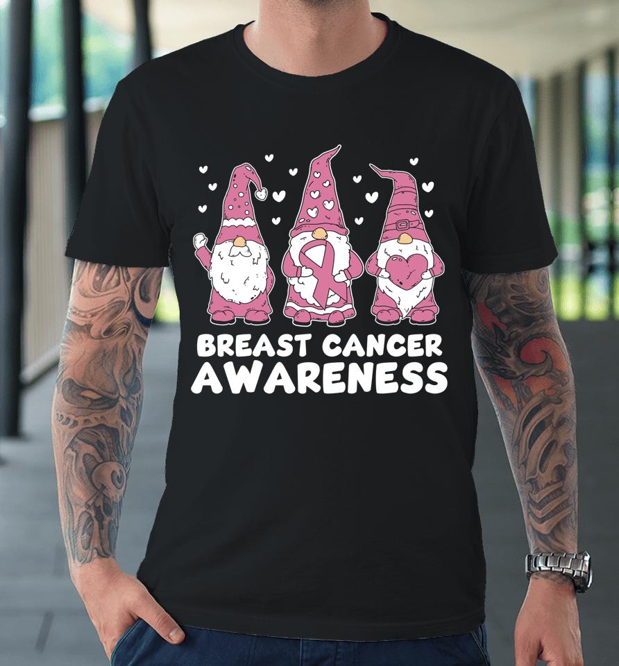 Breast Cancer Pink Support Squad Awareness Gnomes Premium T-Shirt