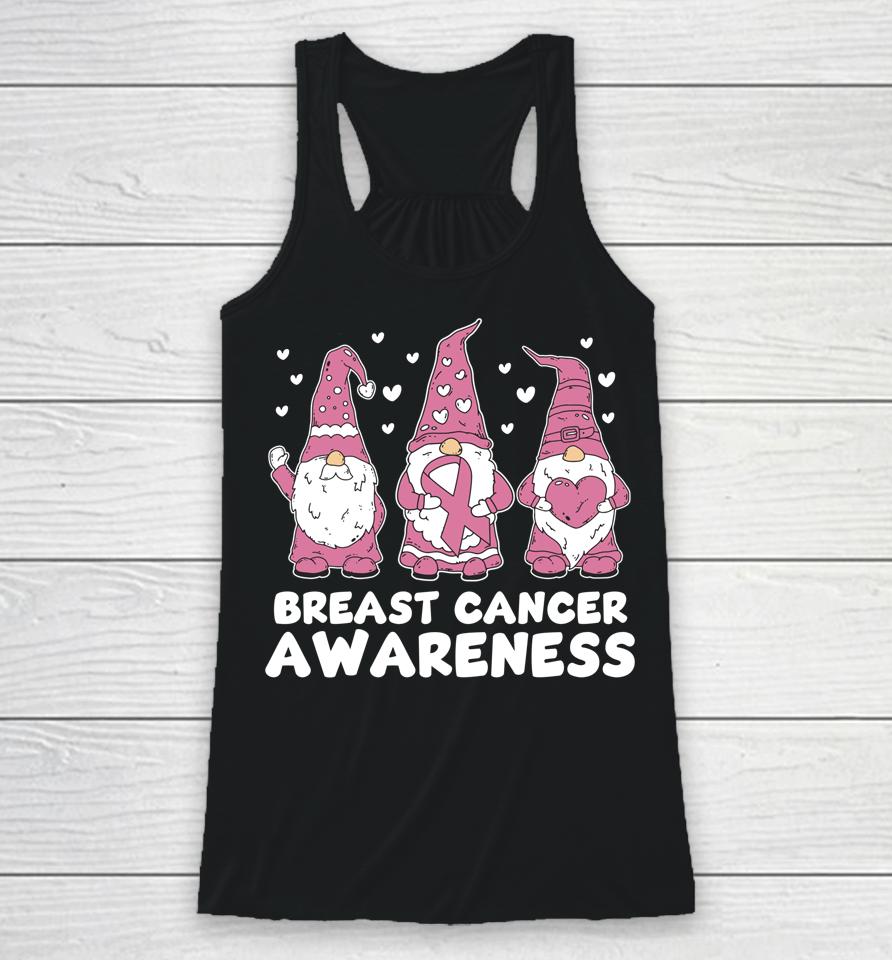 Breast Cancer Pink Support Squad Awareness Gnomes Racerback Tank