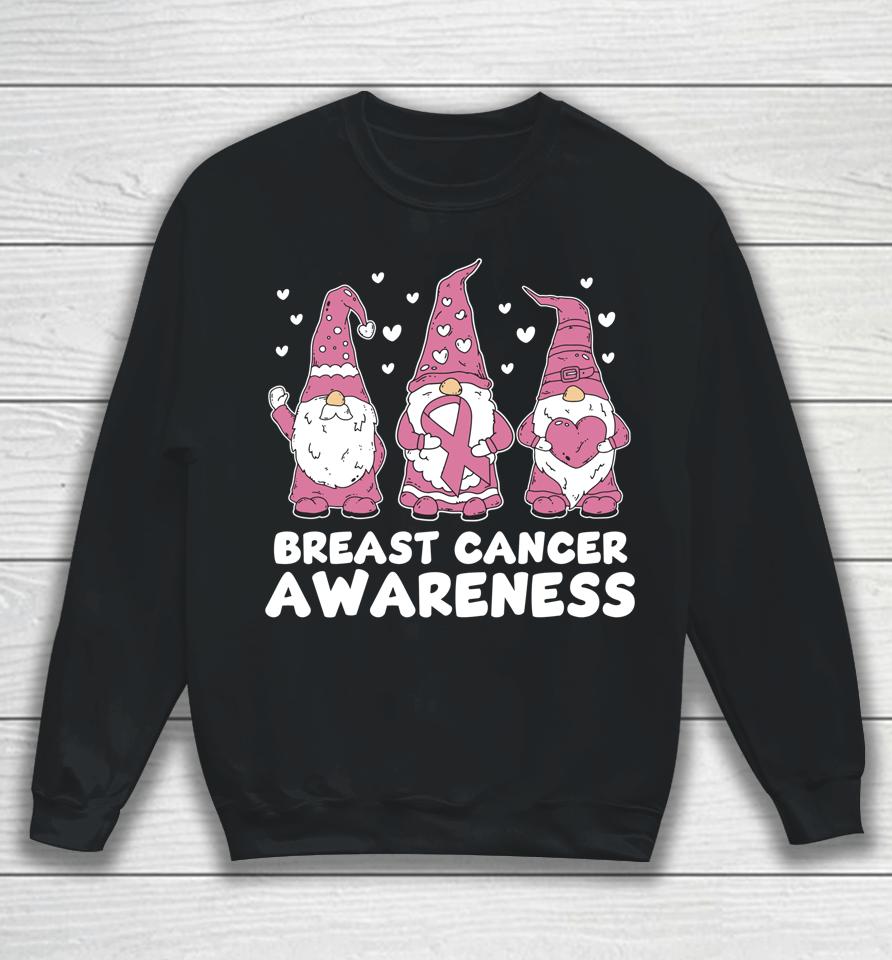 Breast Cancer Pink Support Squad Awareness Gnomes Sweatshirt