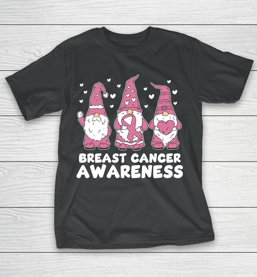 Breast Cancer Pink Support Squad Awareness Gnomes T-Shirt